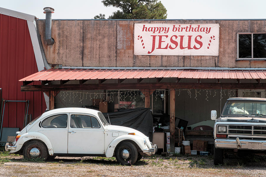 Happy Birthday Jesus and the VW Photograph by Mary Lee Dereske