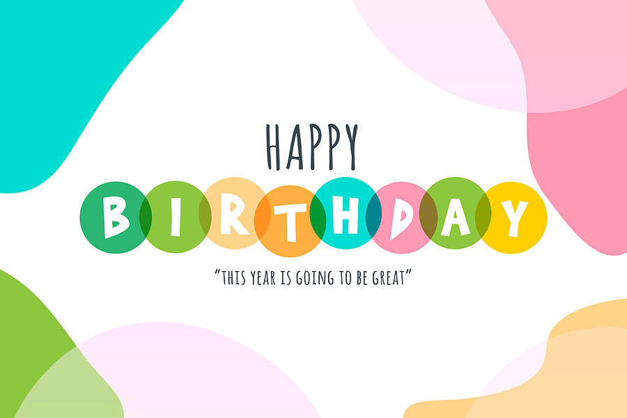 Happy Birthday lettering stock illustration with abstract backround Drawing by KaanC