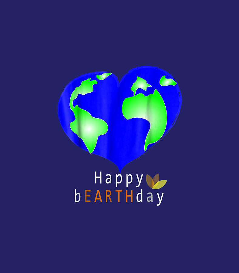 Happy Birthday on Earth Day World Heart Green Environment Day Digital