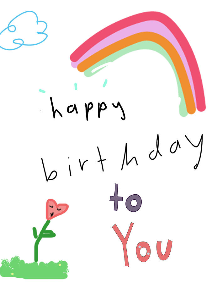 Happy Birthday Rainbow Digital Art by Ashley Rice