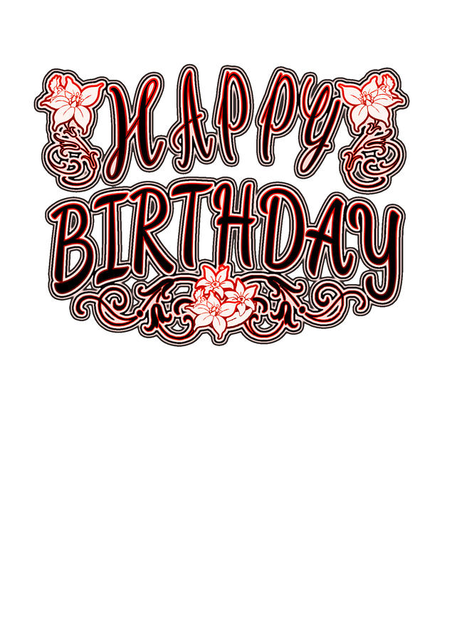 Happy Birthday Red and Pink Typography Digital Art by Delynn Addams