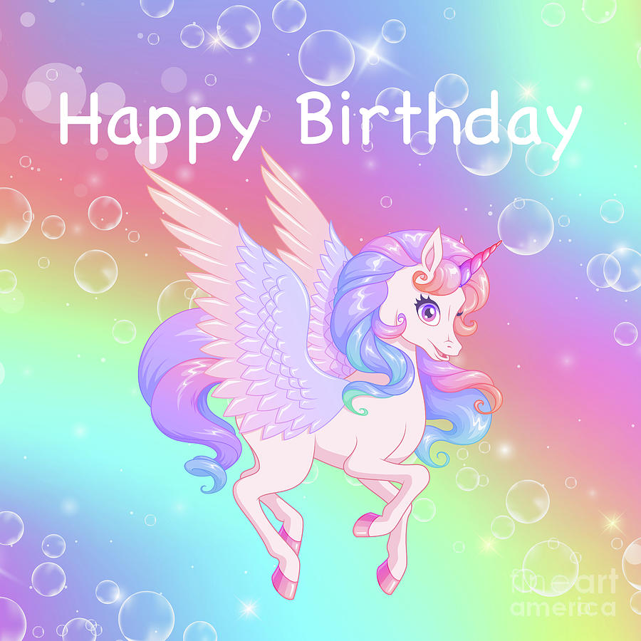Happy Birthday Unicorn Digital Art by Jean Plout