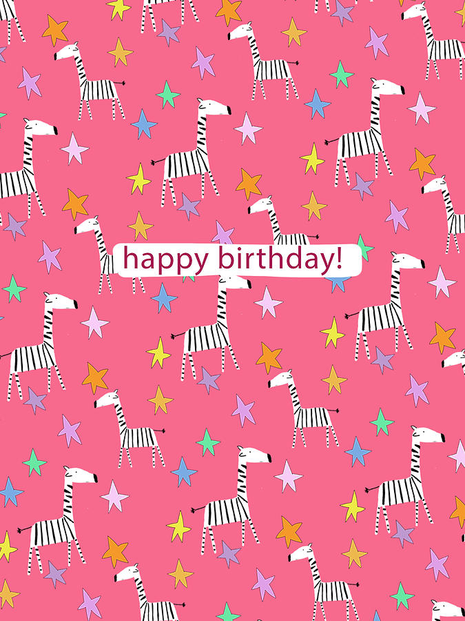 Happy Birthday Zebras Digital Art by Ashley Rice