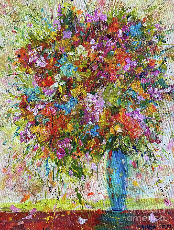 Happy Bouquet Painting by Francoise Lama-Solet - Fine Art America