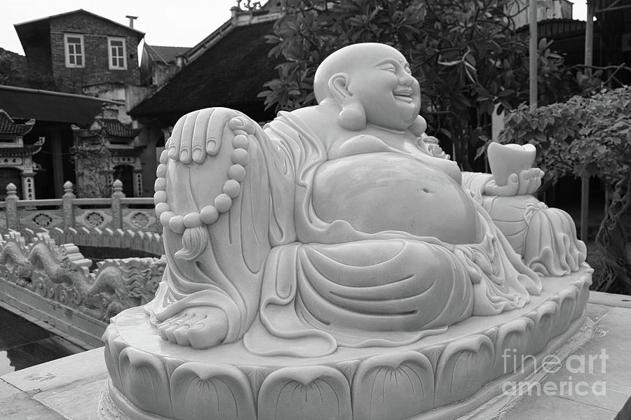 Happy Buddha Vietnam BW  Photograph by Chuck Kuhn
