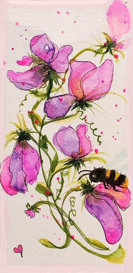 Happy Bumble Bee Painting by Deahn Benware
