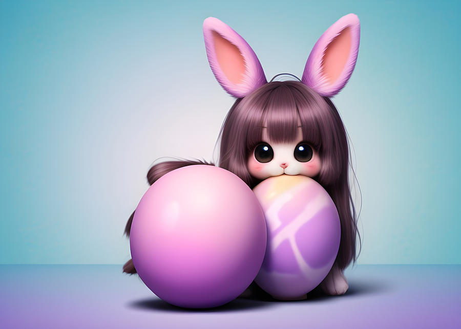 Happy Bunny Girl Digital Art by Kathleen Illes