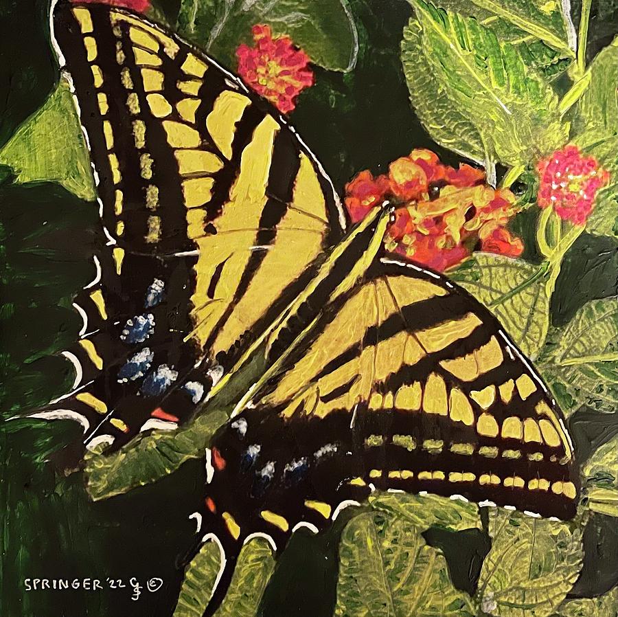 Happy Butterfly Painting by Gary Springer
