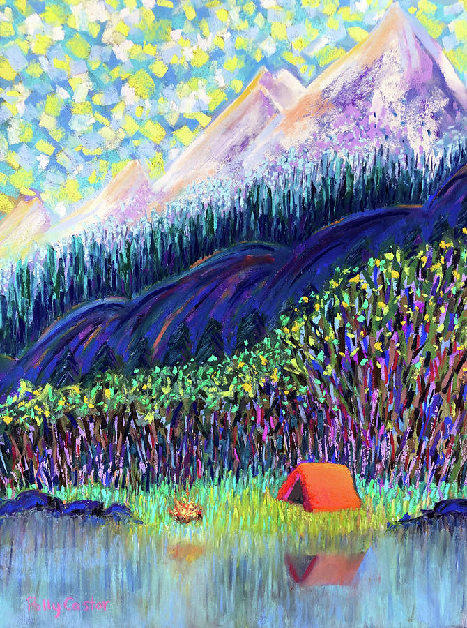 Happy Camping Painting by Polly Castor