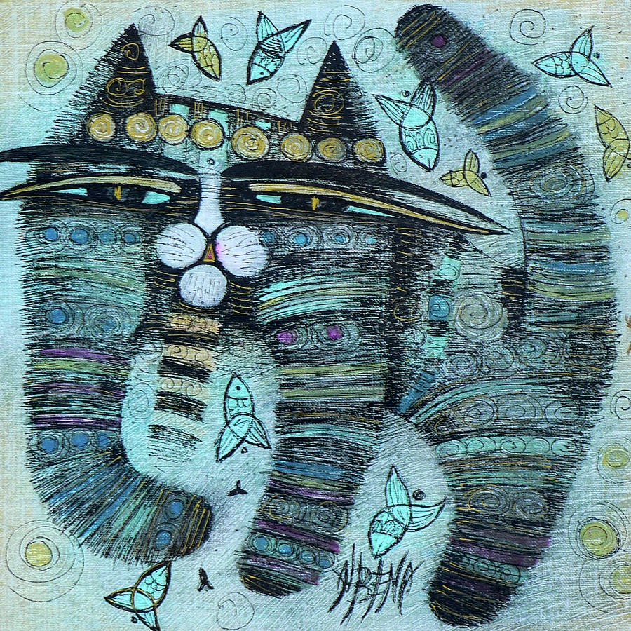Happy Cat Painting by Albena Vatcheva
