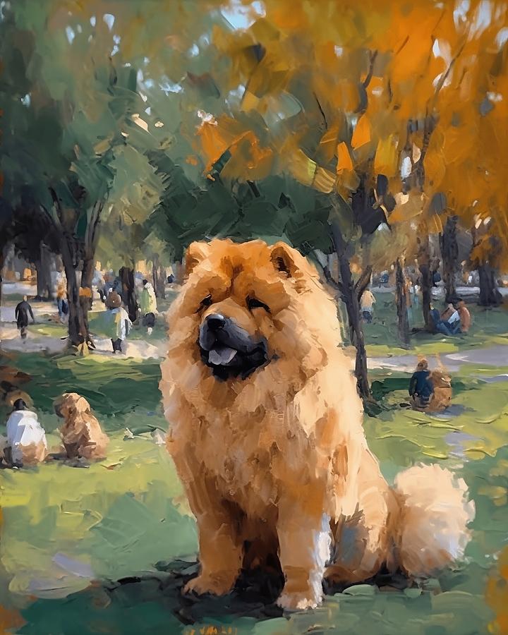 Happy Chow Chow In The Park Painting by Solenia Lazzaro - Fine Art America