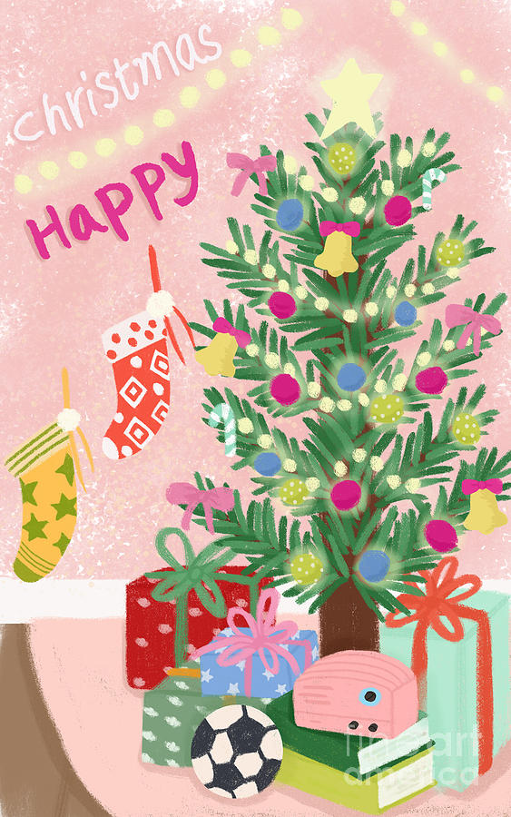 Happy Christmas Digital Art by Min fen Zhu