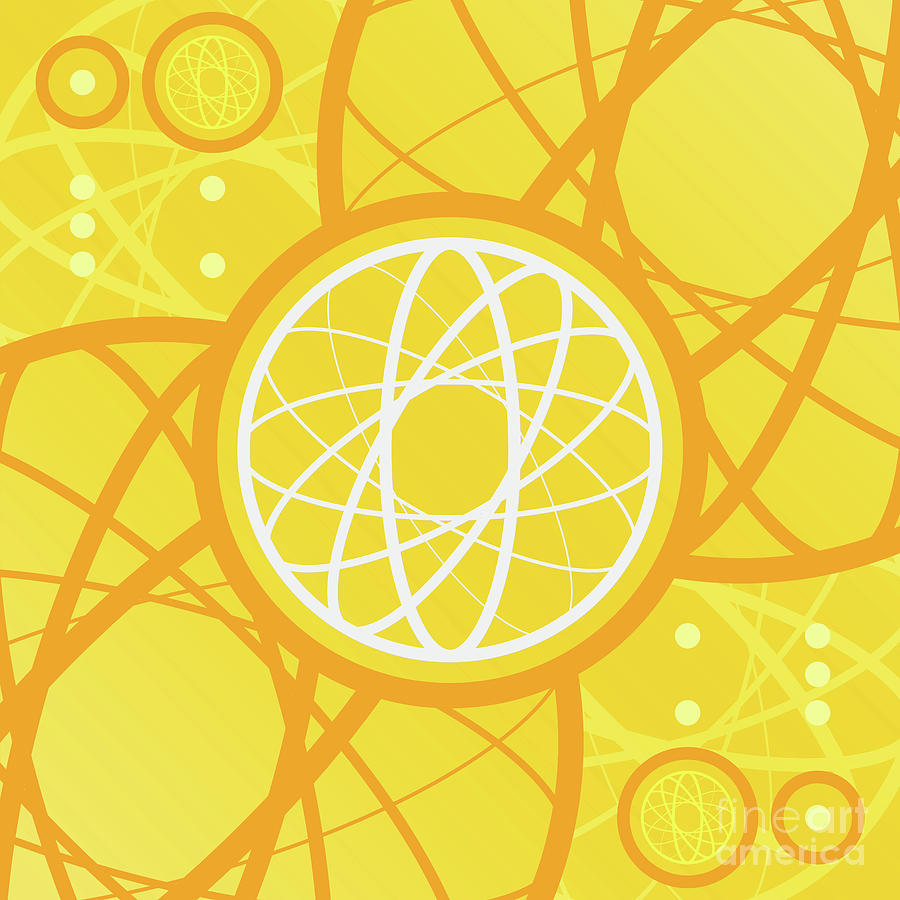 Happy Citrus Geometric Glyph Art in Yellow Orange and White n.0073 Mixed Media by Holy Rock Design
