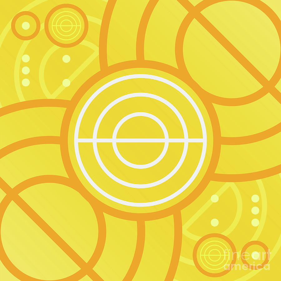 Happy Citrus Geometric Glyph Art in Yellow Orange and White n.0133 Mixed Media by Holy Rock Design