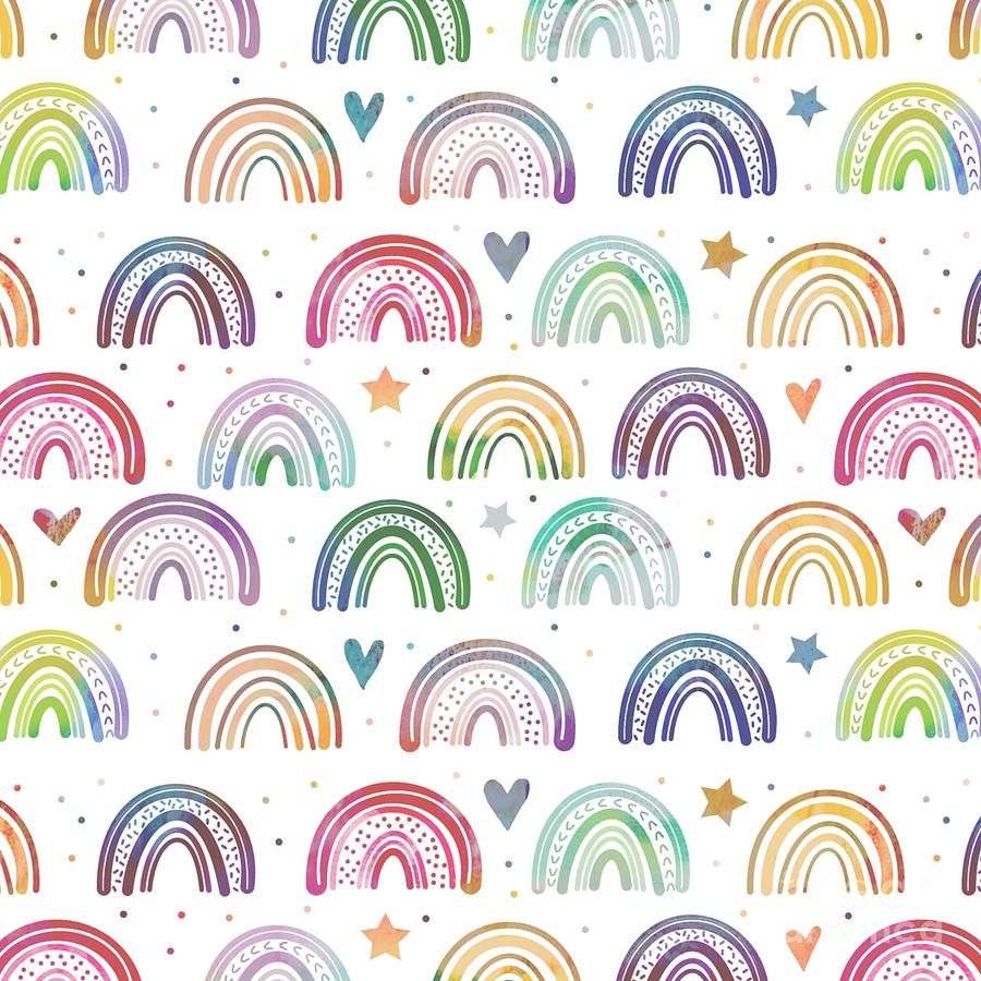 Happy Colorful Watercolor Rainbows Digital Art by Li Or - Fine Art America