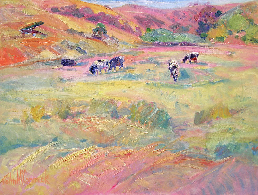 Happy Cows, Tomales Bay Painting by John McCormick