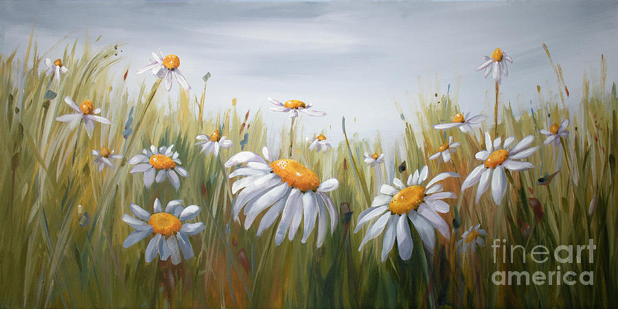 Happy Daisies - painting Painting by Annie Troe