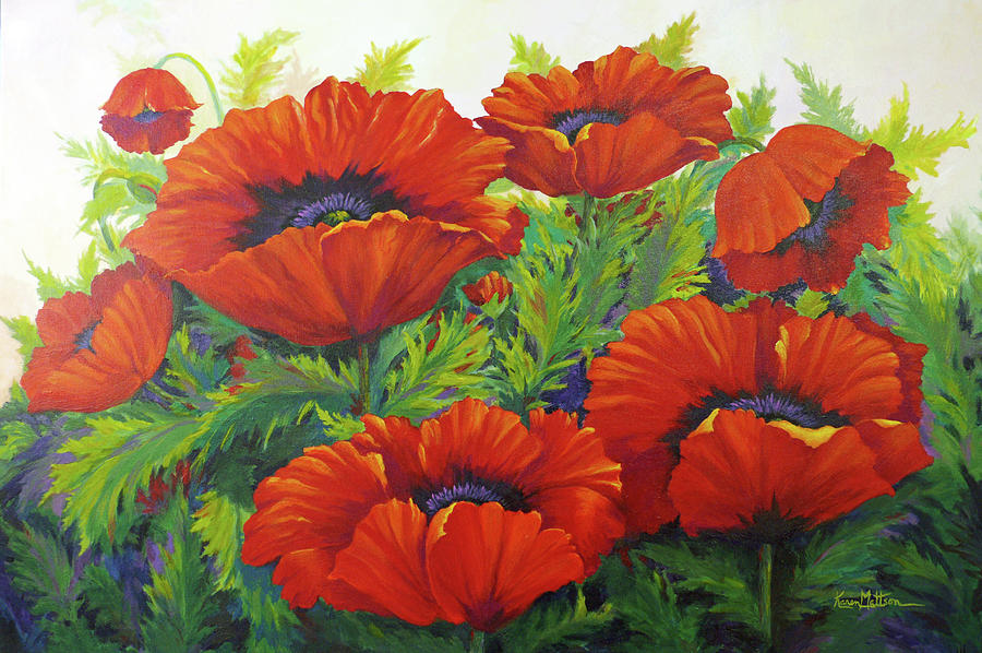 Happy Dance Red Poppies Painting by Karen Mattson