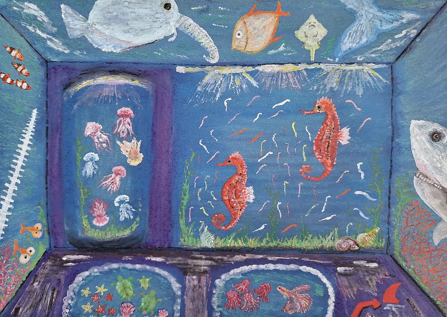 Seahorse Painting - Happy day at the aquarium by Lucia Waterson