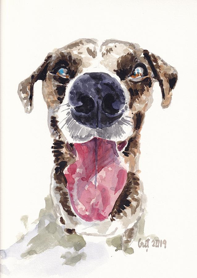 Happy Dog Painting by George Cret