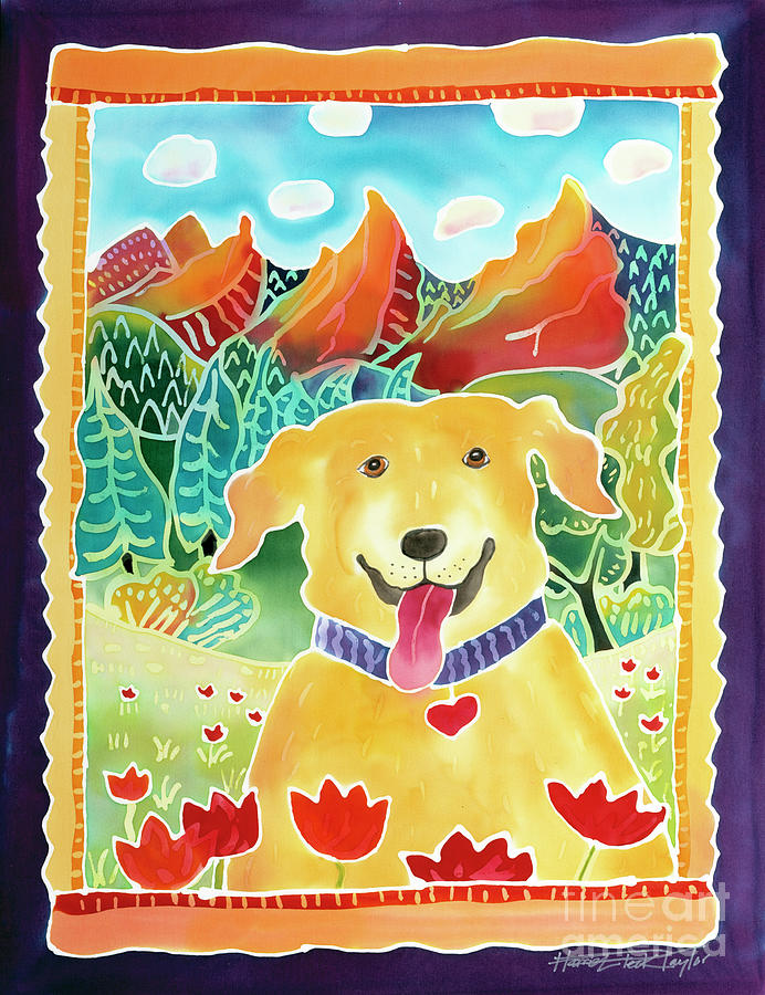 Tulip Painting - Happy Dog by Harriet Peck Taylor