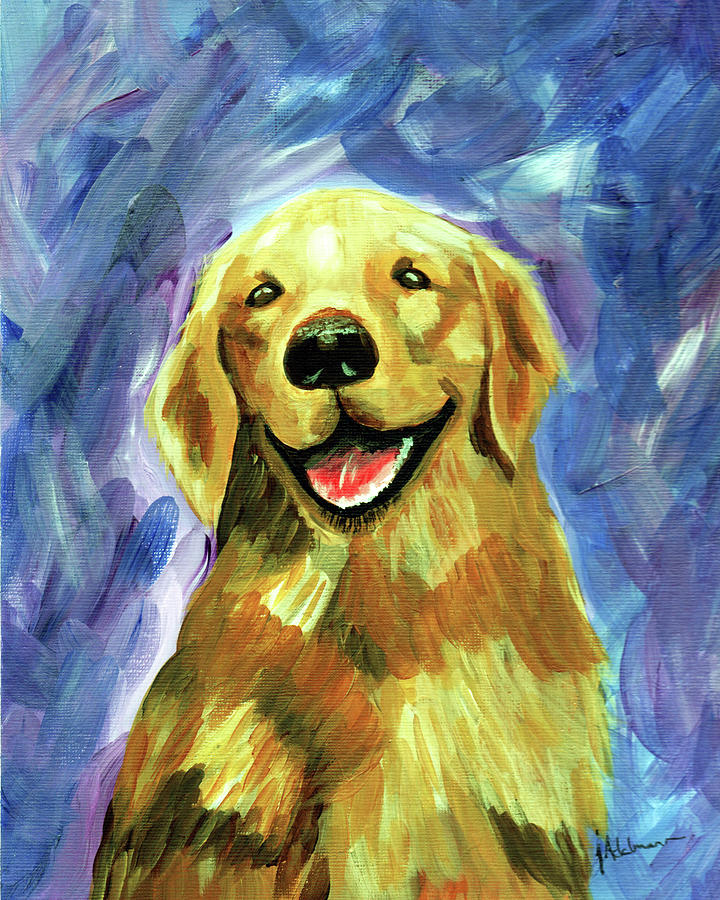Happy Dog Painting by Jessie Adelmann