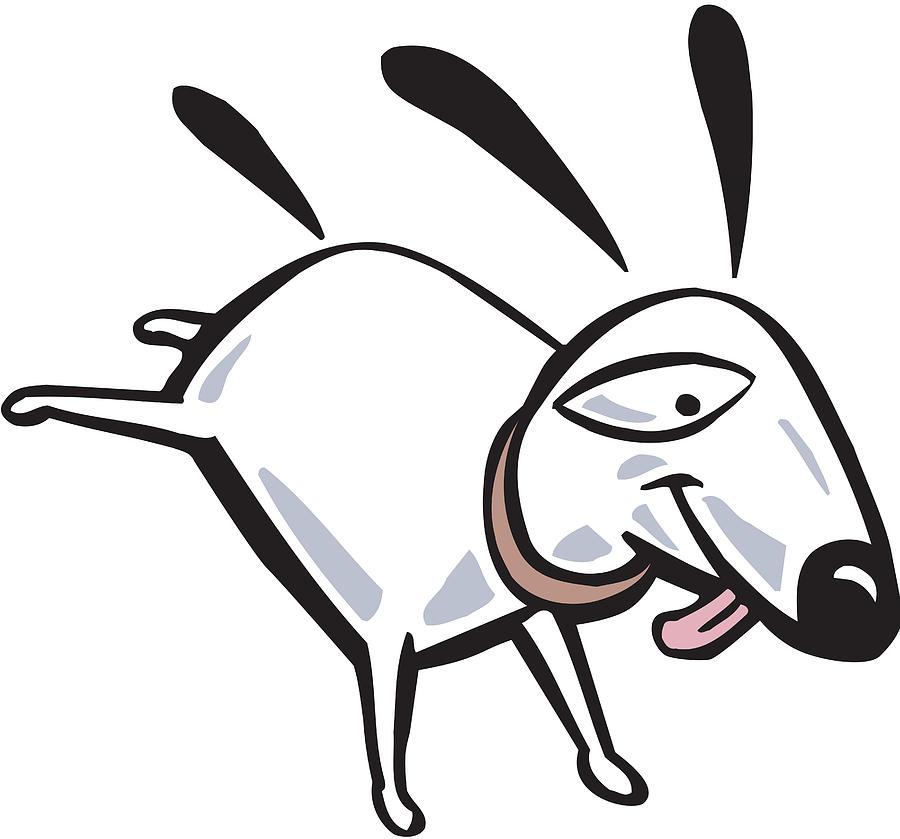 Happy dog leaping Drawing by Paul Gilligan