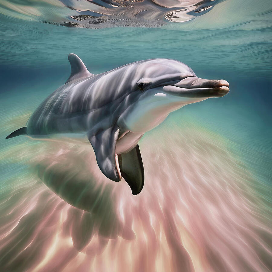 Happy Dolphin Digital Art by Donna Kennedy