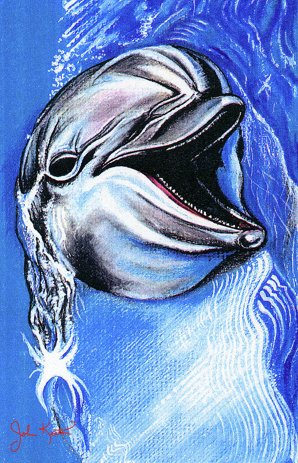Animal Pastel - Happy Dolphin by John Keaton