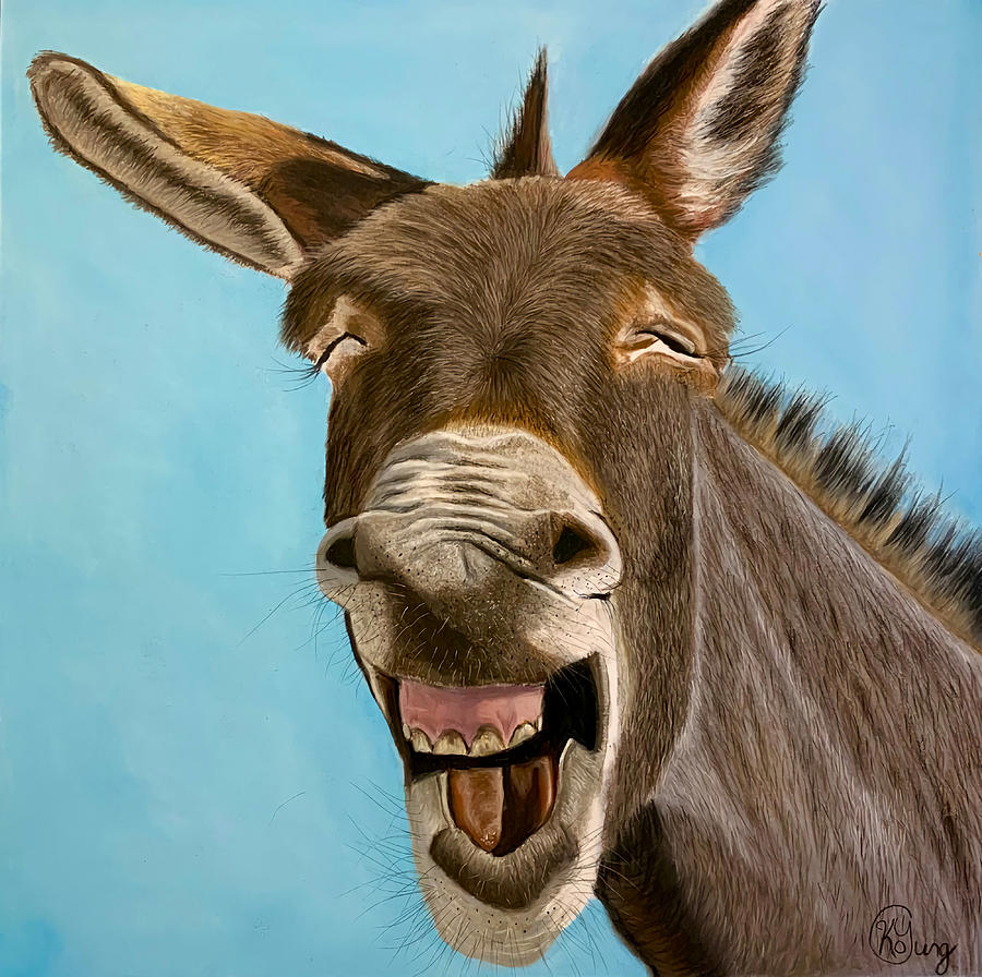 Happy Donkey Poster retro cool Painting by Gray Stewart - Pixels