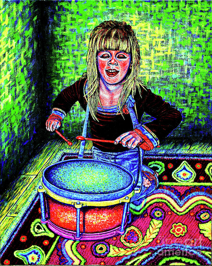 Happy Drummer Painting by Viktor Lazarev