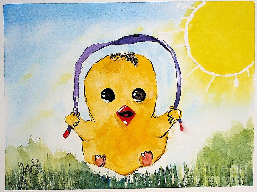 Happy Duckie Summer Painting by Valerie Shaffer