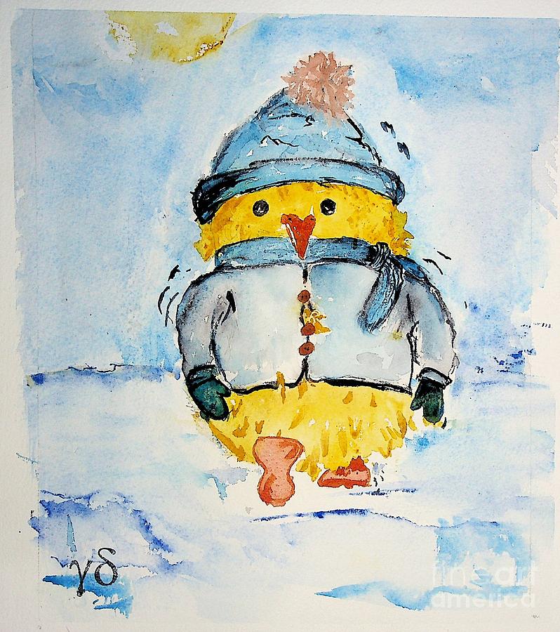 Happy Duckie Winter 2 Painting by Valerie Shaffer