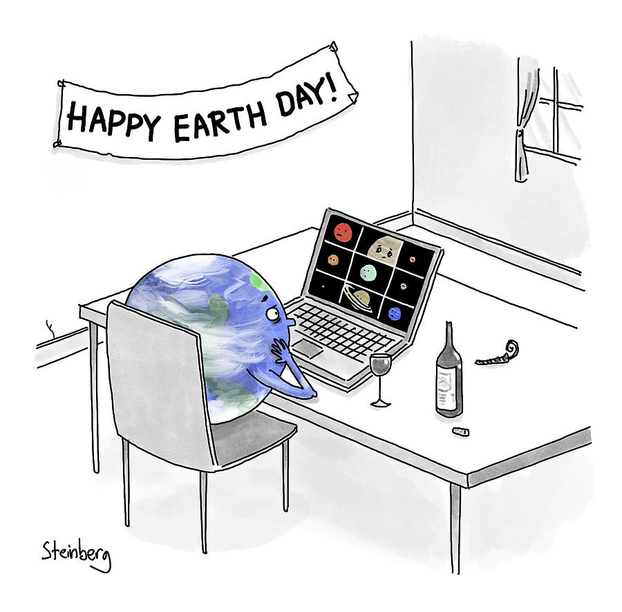 Space Drawing - Happy Earth Day by Avi Steinberg