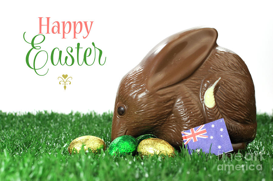 Happy Easter Australian style chocolate easter egg bunny Bilby on grass
