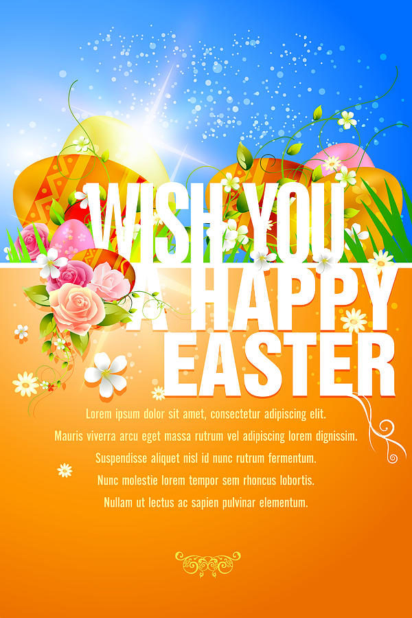 Happy Easter Background with Copy Space Drawing by Unizyne