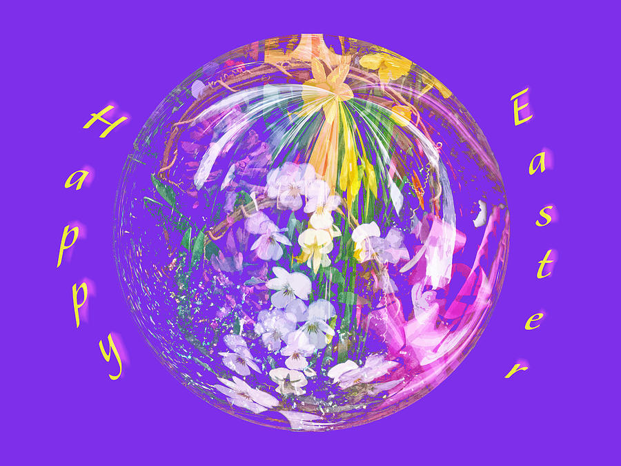 Happy Easter Bouquet Sphere - Digital Art Digital Art by Carol Senske