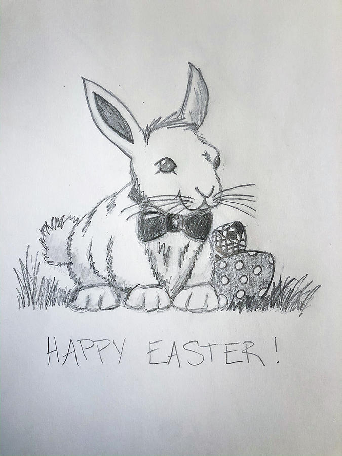 Happy Easter Bunny Drawing by Nicole Pedra