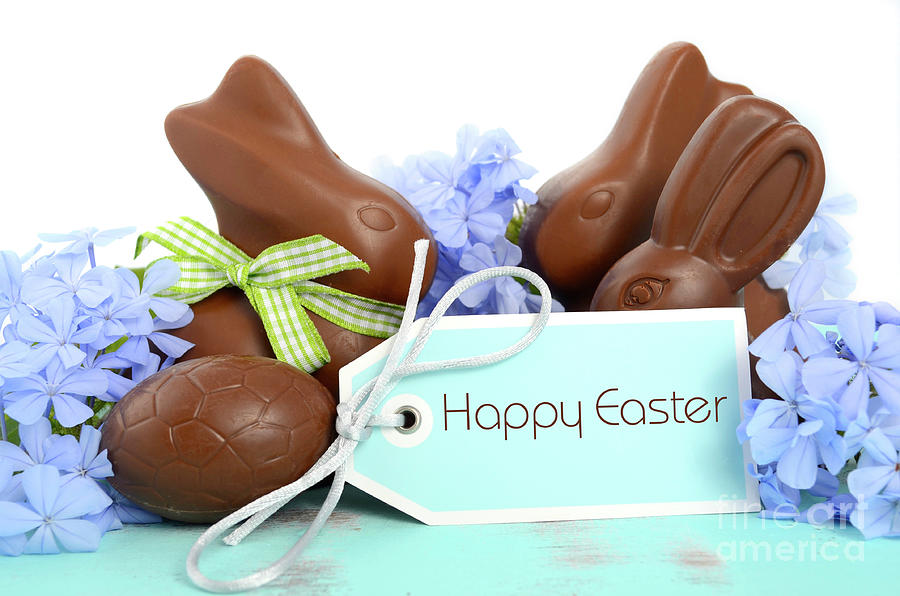 Happy Easter chocolate bunny Photograph by Milleflore Images