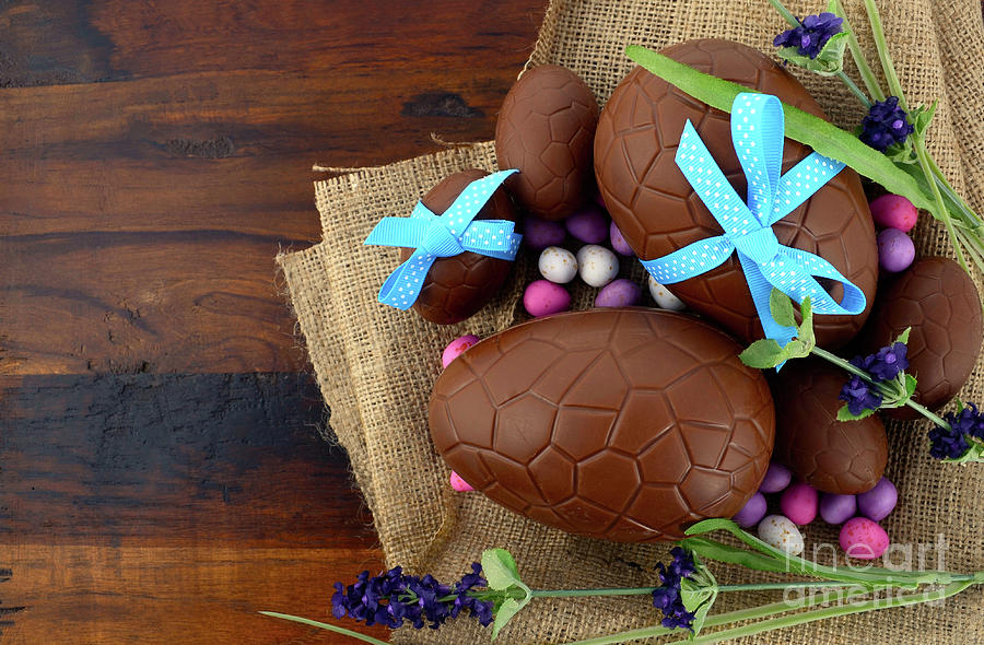 Happy Easter chocolate eggs  Photograph by Milleflore Images