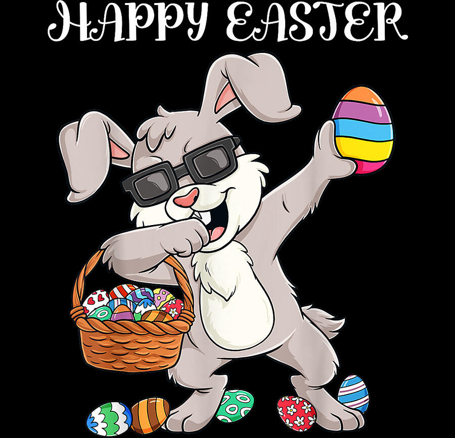 Dinosaur Digital Art - Happy Easter Day Dabbing Rabbit Eggs Toddler Boys Girls Kids by Th