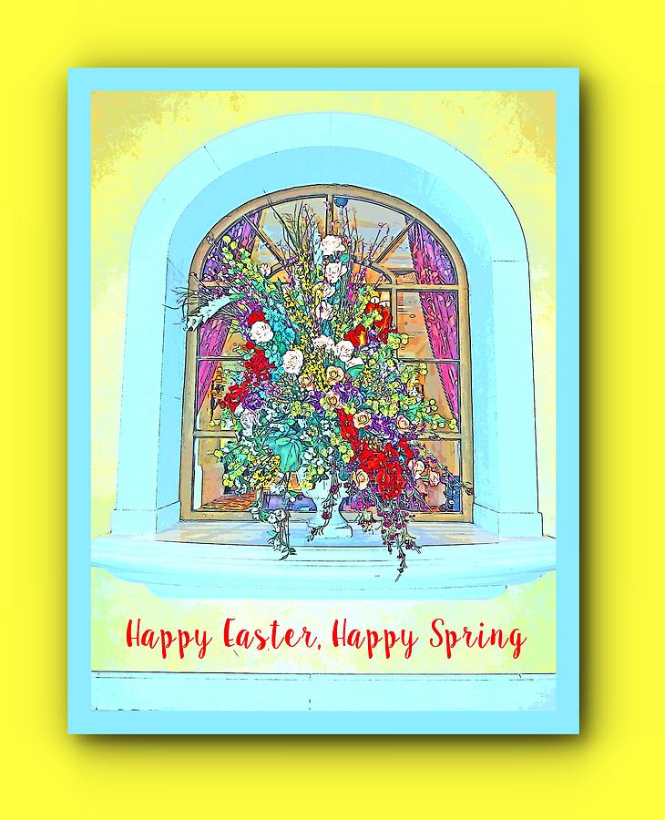 Happy Easter Happy Spring with Yellow Border Digital Art by Marian Bell ...