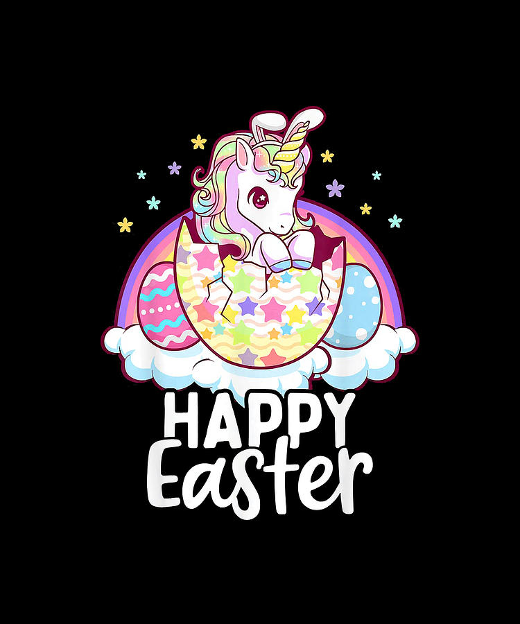 Happy Easter Unicorn Bunny Girls Kids Easter Eggs Digital Art by Lonny ...