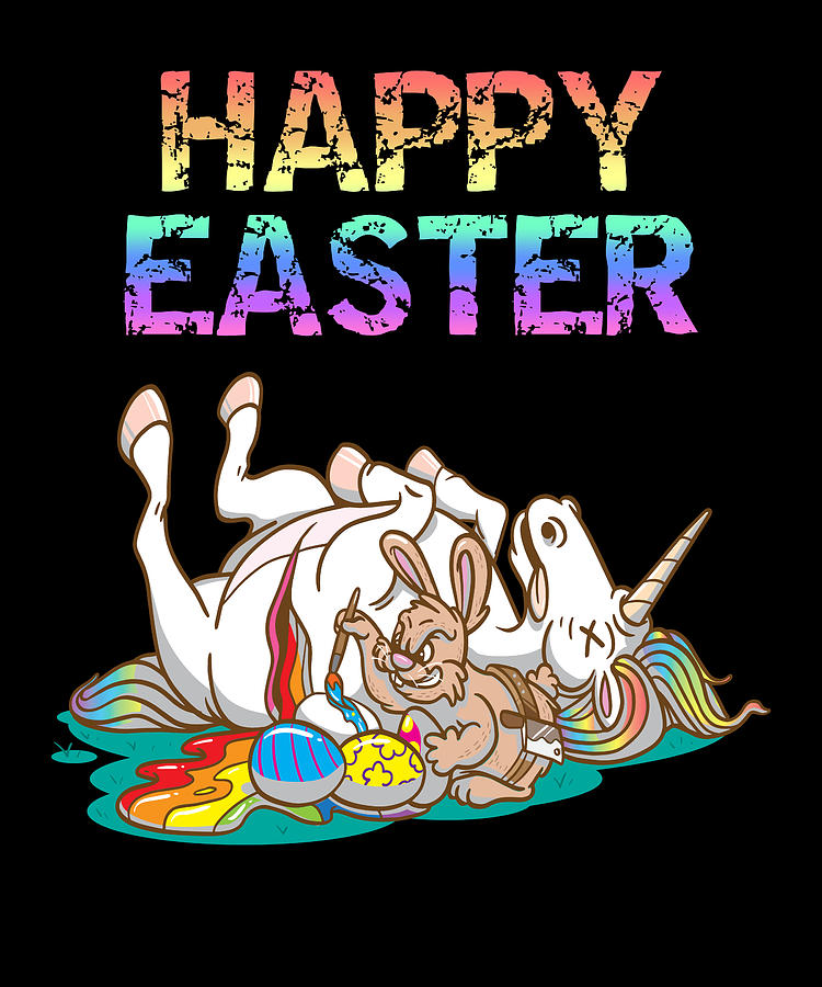 Happy Easter Unicorn Digital Art by Samuel Kyska Art - Pixels