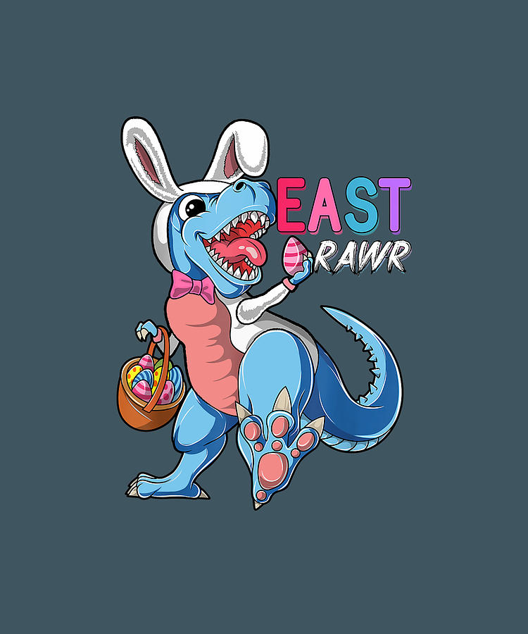 Happy Easter T Rex Dinosaur Easter Bunny Egg Shirt Kids Gift