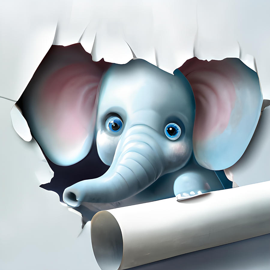 Happy Elephant Digital Art by Amalia Suruceanu