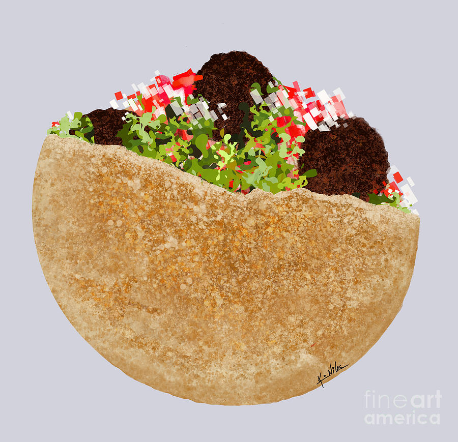 Happy Falafel Sandwich Digital Art by Kim Niles