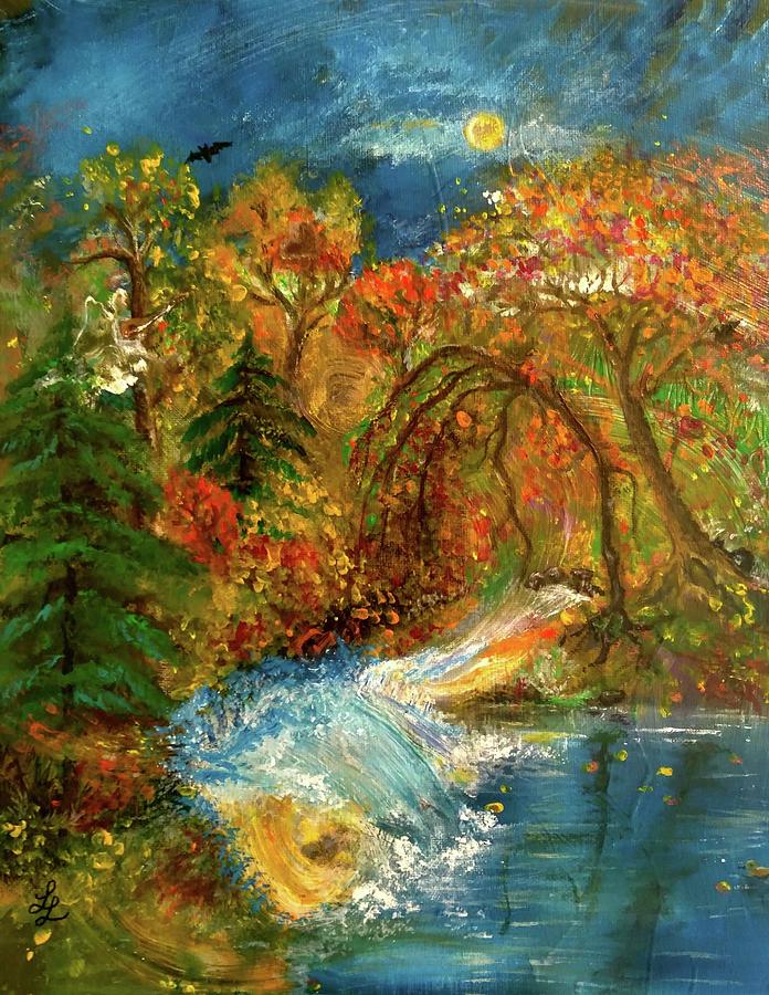 Fall Waterfalls Painting by Lynn Raizel Lane