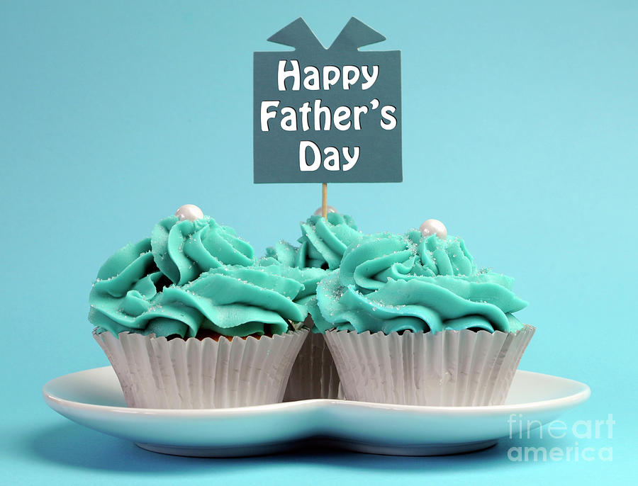 Happy Fathers Day special treat blue and white beautiful decorat Photograph by Milleflore Images