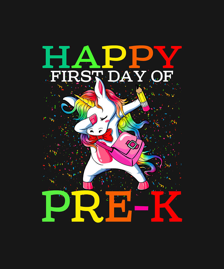 Happy First Day Of Pre K Back To School Unicorn Drawing By Thepassionshop Fine Art America 5546